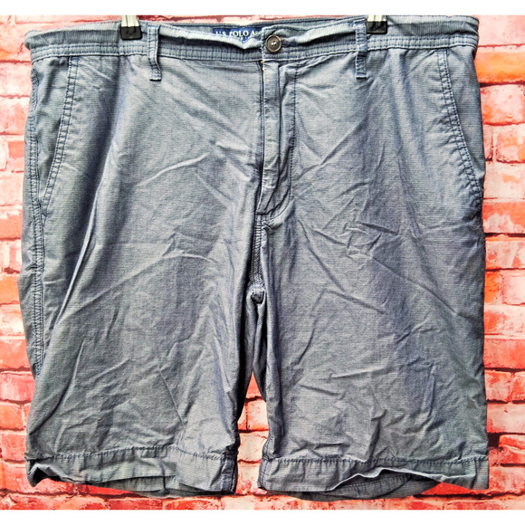 US Polo Assn. Chino Shorts Men 38 Gray Pinstripe Classic Flat Front Slash Pocket - Picture 1 of 8